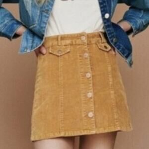 BDG Corduroy skirt | Button Down Mini skirt women's size 2 Marigold dark mustard